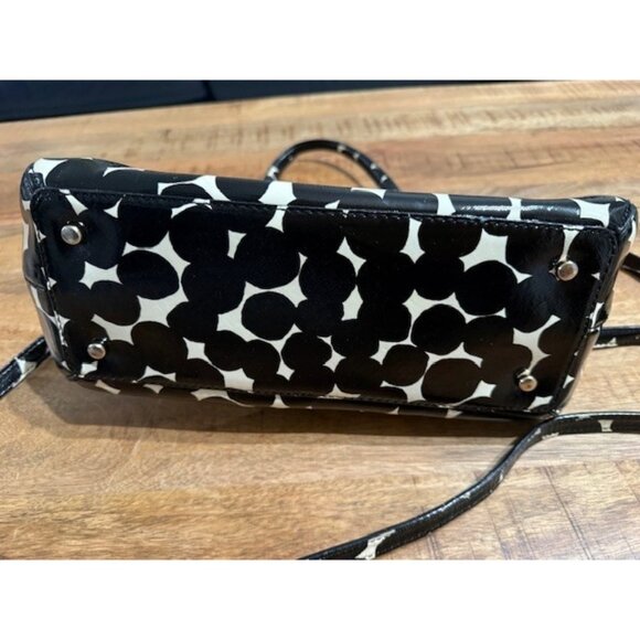 Kate Spade Black White Polka Dot Zip Dome Tote Satchel Purse Strap Double Handle - Picture 9 of 16